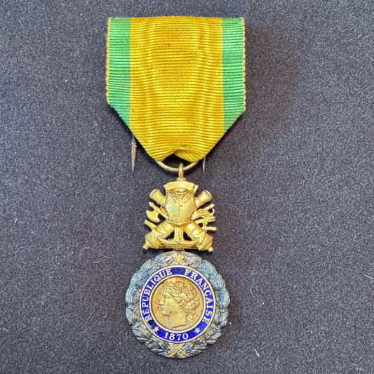 Médaille décoration militaire en argent émaillé - « Valeur et discipline 1870 »