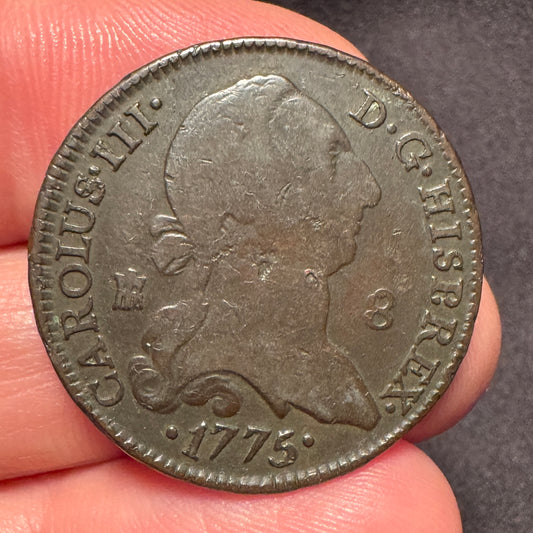 Monnaie ancienne en bronze - « Charles III d’Espagne - 1775 »