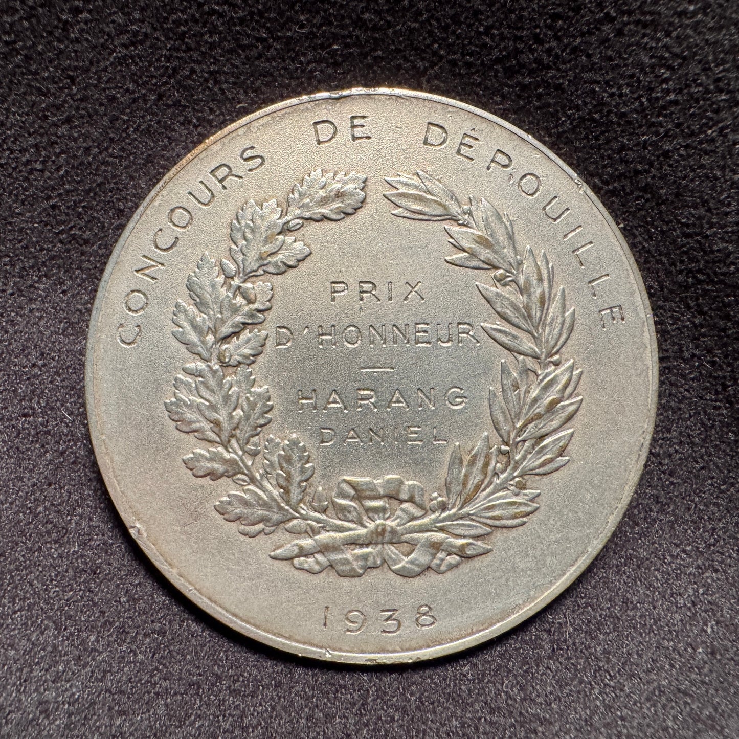 Médaille ancienne en bronze argenté « concours de dépouille 1938 - ORLÉANS »