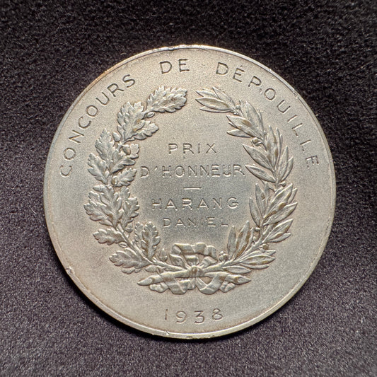 Médaille ancienne en bronze argenté « concours de dépouille 1938 - ORLÉANS »