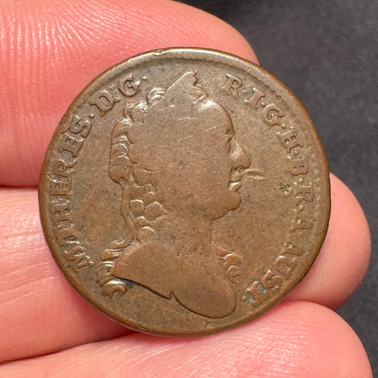 Monnaie ancienne en bronze - « Marie-Thérèse d’Autriche - 1 kreutzer 1765 H»