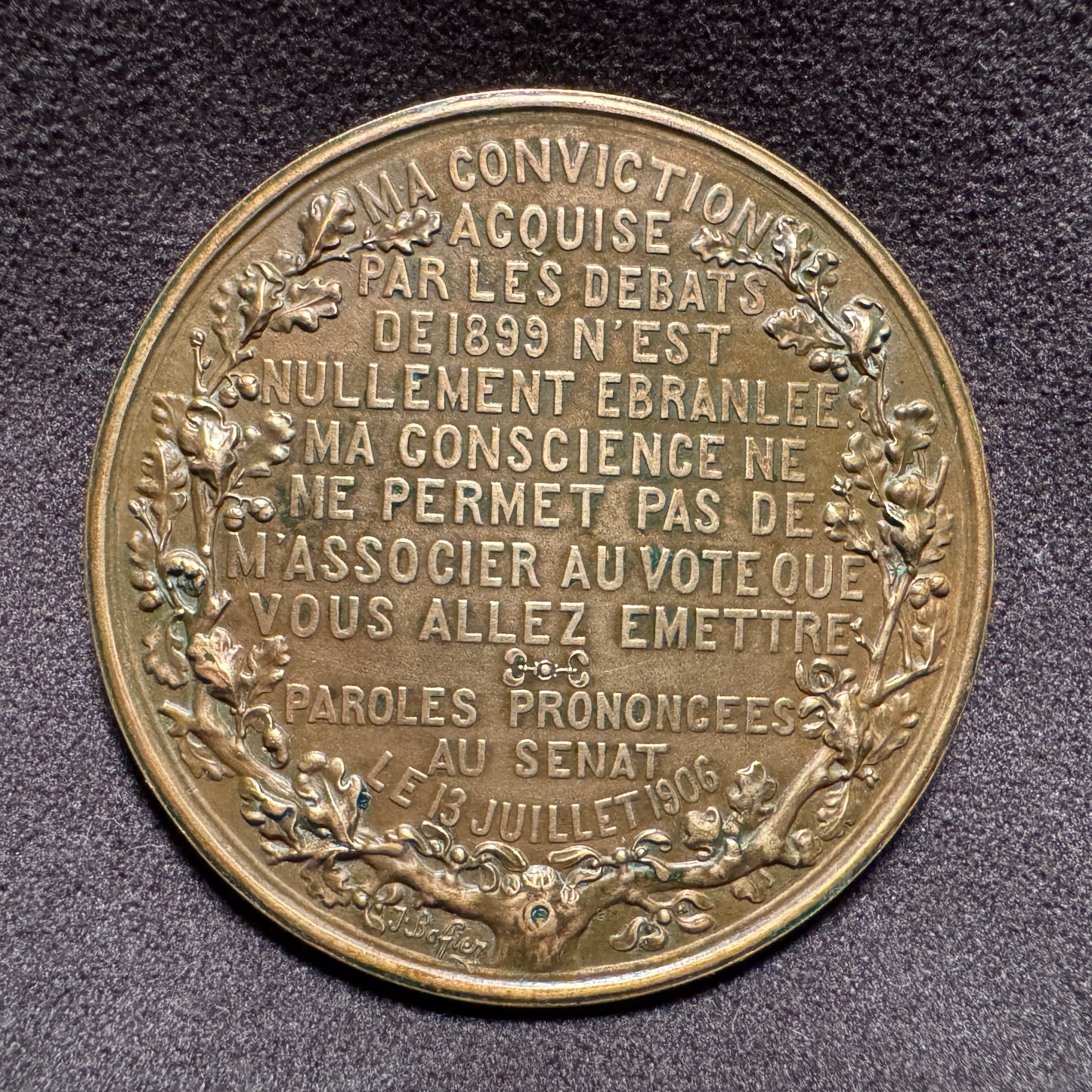 Médaille ancienne en Bronze « Hommage au Général Mercier - souscription nationale 1906 »