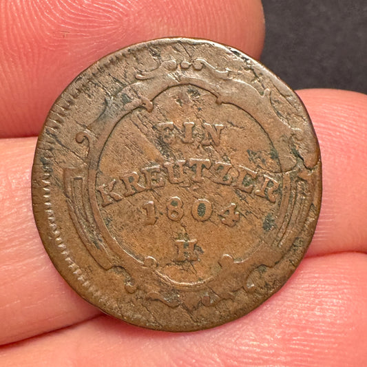 Monnaie ancienne en bronze - « Autriche - 1 kreutzer 1804 H»