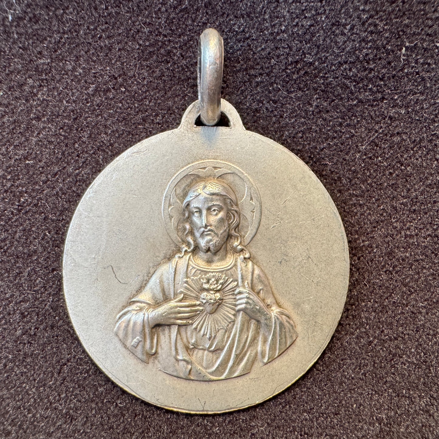 Médaille religieuse ancienne Art Deco « Notre dame de la trinité  »