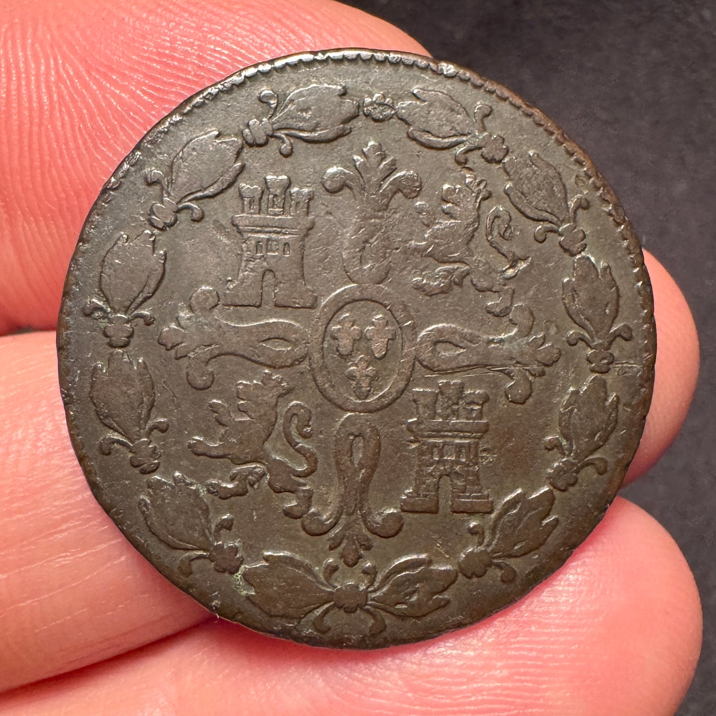 Monnaie ancienne en bronze - « Charles III d’Espagne - 1775 »