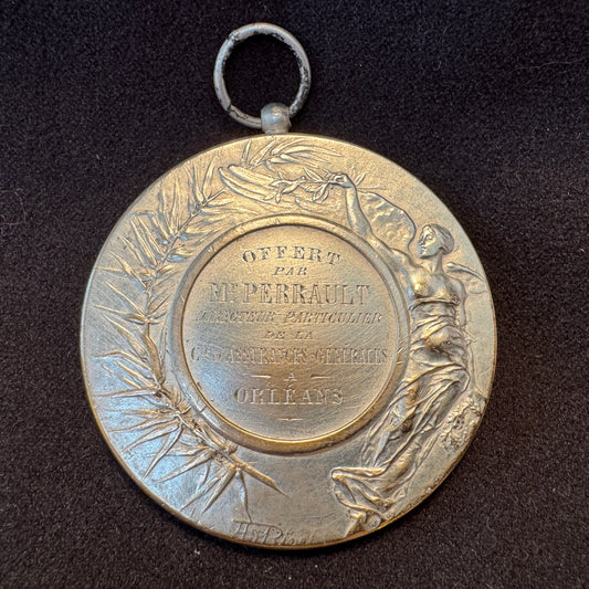 Médaille ancienne en bronze argenté « directeur assurances générales ORLÉANS » par Rivet