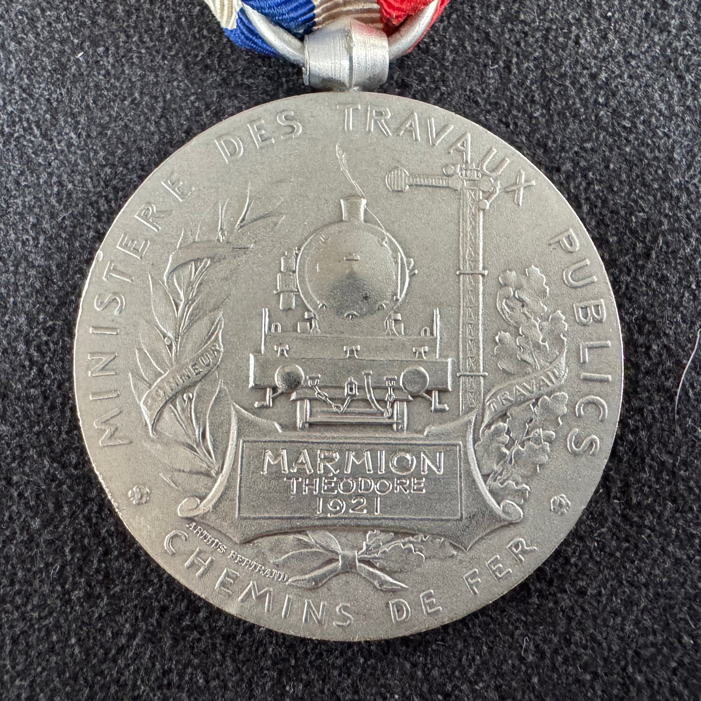 Medaille ancienne en argent  - CHEMIN DE FER 1921