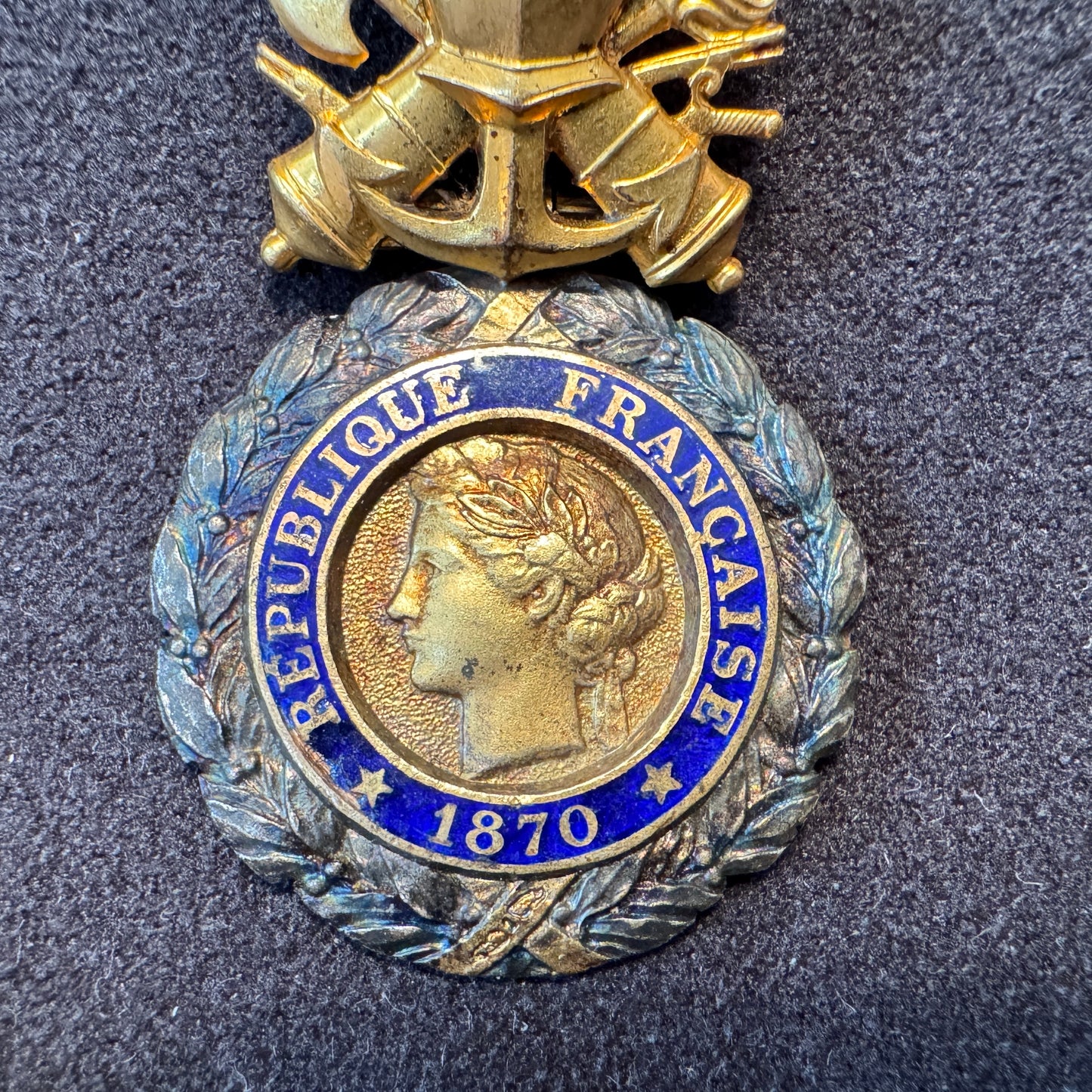 Médaille décoration militaire en argent émaillé - « Valeur et discipline 1870 »