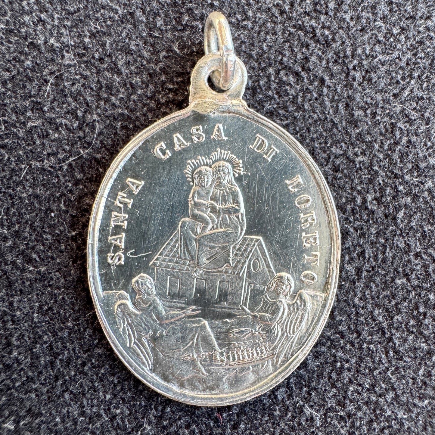 Médaille religieuse XIXeme En argent « Madonna di Loreto »