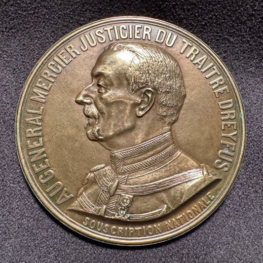 Médaille ancienne en Bronze « Hommage au Général Mercier - souscription nationale 1906 »