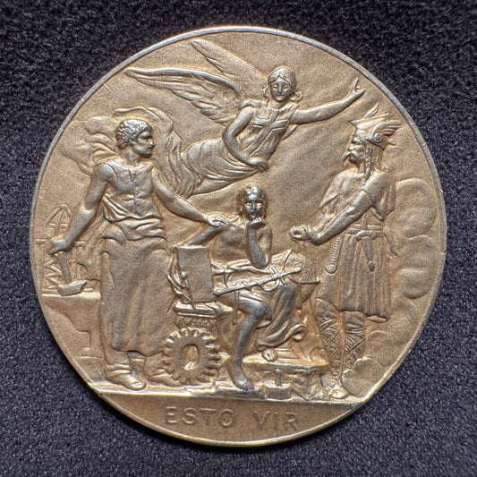 Médaille ancienne en vermeil « ESTO VIR - ange victoire »