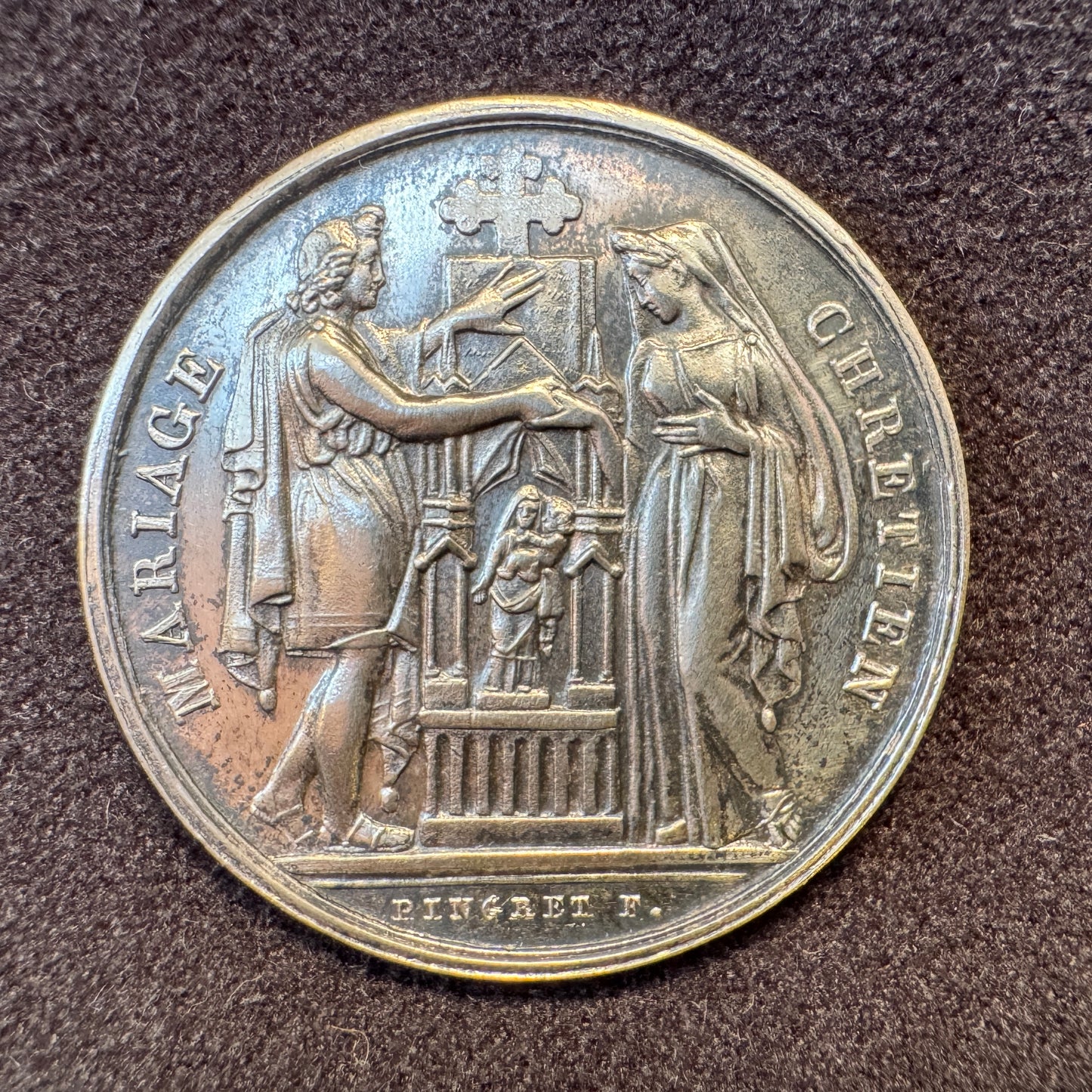 Médaille de mariage XIXeme en argent